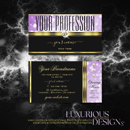 Tarjeta De Visita Elegante Purpurina morado negro Diamantes Frontera