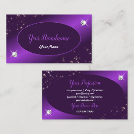 Tarjeta De Visita Elegante Purpurina morado Stars Diamonds Profesion