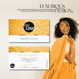 Tarjeta De Visita Elegante Purpurina Naranja blanco Spark Stars agre