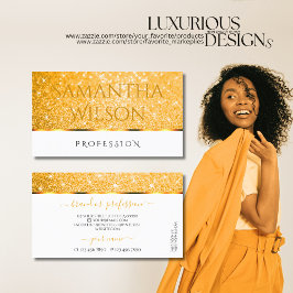 Tarjeta De Visita Elegante Purpurina Naranja blanco Spark Stars Fanc