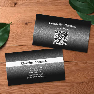 Tarjeta De Visita Elegante Purpurina negro Minimalista Código Ombre