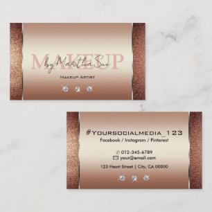 Tarjeta De Visita Elegante Purpurina Noble de cobre marrón con diama