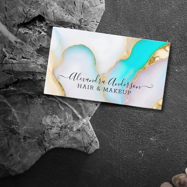 Tarjeta De Visita Elegante Purpurina Opal Gold (Elegant Opal Gold Glitter Business Card)