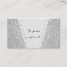 Tarjeta De Visita Elegante Purpurina Plata Estrellas Profesional Fot