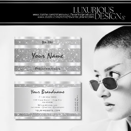 Tarjeta De Visita Elegante Purpurina plateado Estrellas de espuma