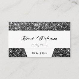 Tarjeta De Visita Elegante Purpurina plateado Shimmery negro y blanc