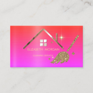 Tarjeta De Visita Elegante Purpurina profesional Broom House