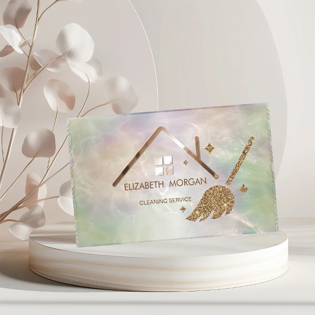 Tarjeta De Visita Elegante Purpurina profesional Broom House Opal (Subido por el creador)