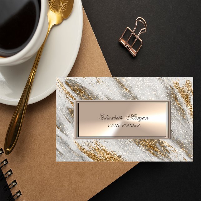 Tarjeta De Visita Elegante Purpurina profesional de oro (Subido por el creador)