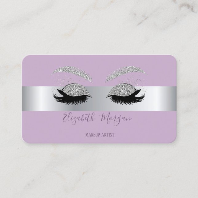 Tarjeta De Visita Elegante Purpurina profesional de plata profesiona (Anverso)