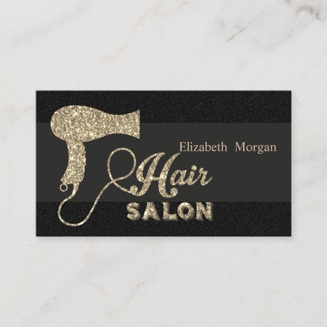 Tarjeta De Visita Elegante Purpurina profesional Secador de pelo (Anverso)