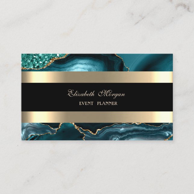 Tarjeta De Visita Elegante Purpurina rayado de oro negro verde esmer (Anverso)