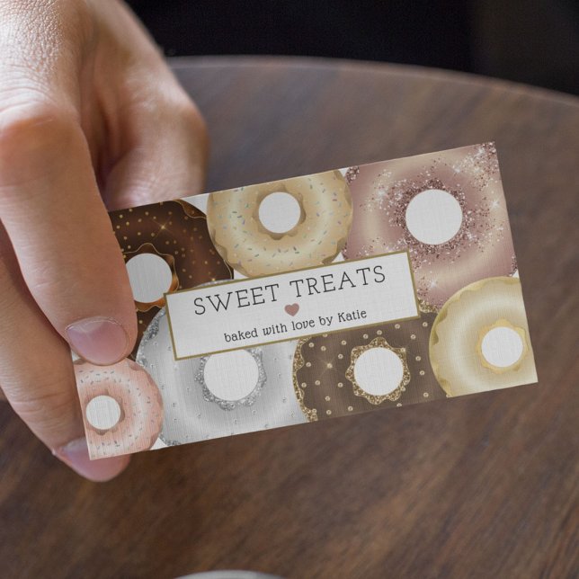 Tarjeta De Visita Elegante Purpurina rociar pastelería Donut Panader (Subido por el creador)