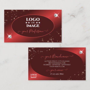 Tarjeta De Visita Elegante Purpurina rojo borgoña Estrellas Jewels A