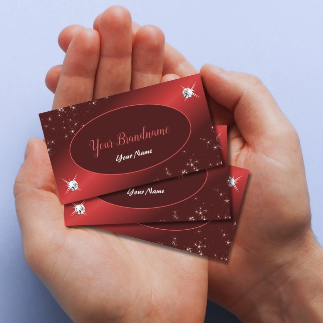 Tarjeta De Visita Elegante Purpurina rojo Borgoña Estrellas Jewels E (Subido por el creador)