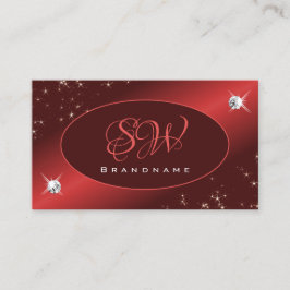 Tarjeta De Visita Elegante Purpurina rojo de Borgoña Estrellas Inici