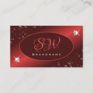 Tarjeta De Visita Elegante Purpurina rojo de Borgoña Estrellas Inici