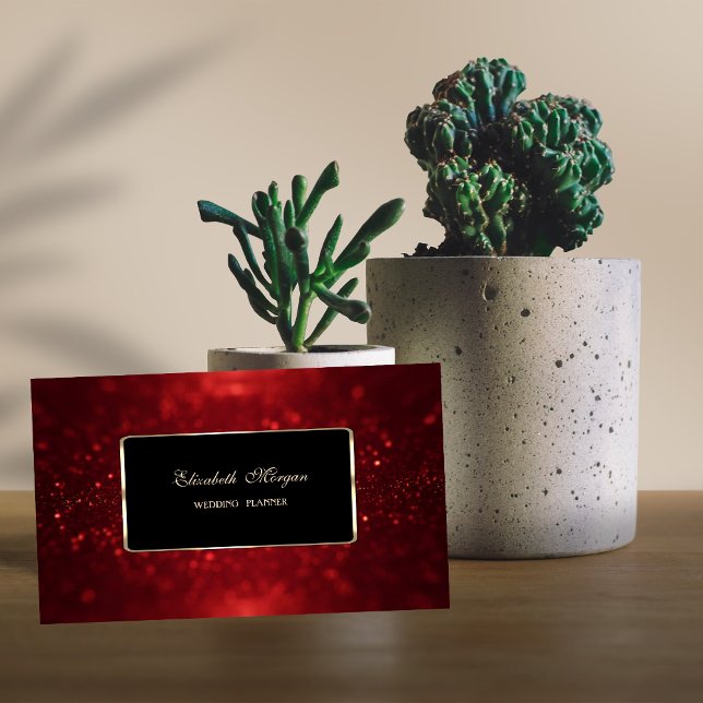 Tarjeta De Visita Elegante Purpurina Rojo De Lujo Bokeh (Subido por el creador)