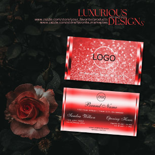 Tarjeta De Visita Elegante Purpurina Rojo de Ruby Spark Luminoso Sta