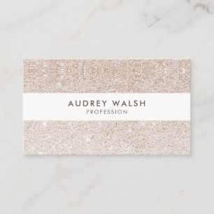 Tarjeta De Visita Elegante purpurina rosa champaña blanco a rayas