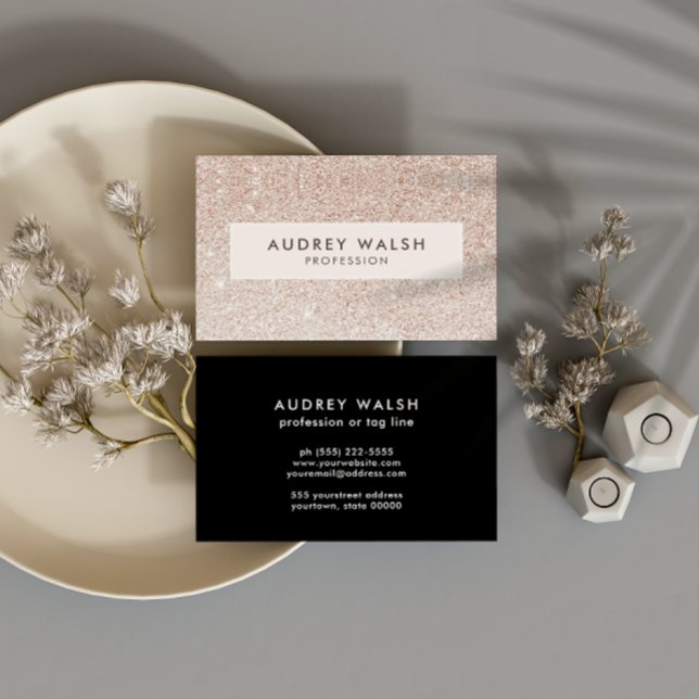 Tarjeta De Visita Elegante purpurina rosa de Champagne de lujo (Subido por el creador)