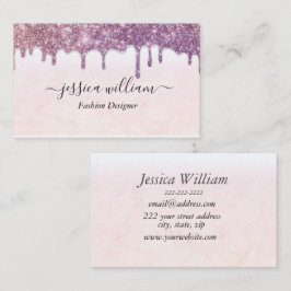 Tarjeta De Visita Elegante Purpurina rosa de Rubor Agate Moda modern