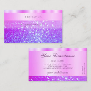 Tarjeta De Visita Elegante Purpurina rosa y morado resplandeciente