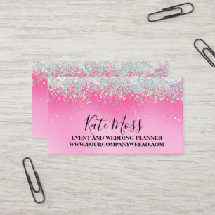 Tarjeta De Visita Elegante Purpurina rosado con goteo de gorilas