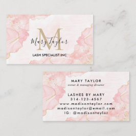 Tarjeta De Visita Elegante Purpurina Rubor Rosa Gold Marble