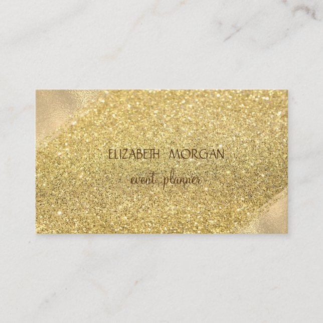Tarjeta De Visita Elegante Purpurina simple Faux Gold Bokeh (Anverso)