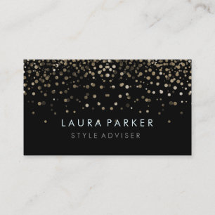 Tarjeta De Visita Elegante Purpurina sutil fondo negro falso