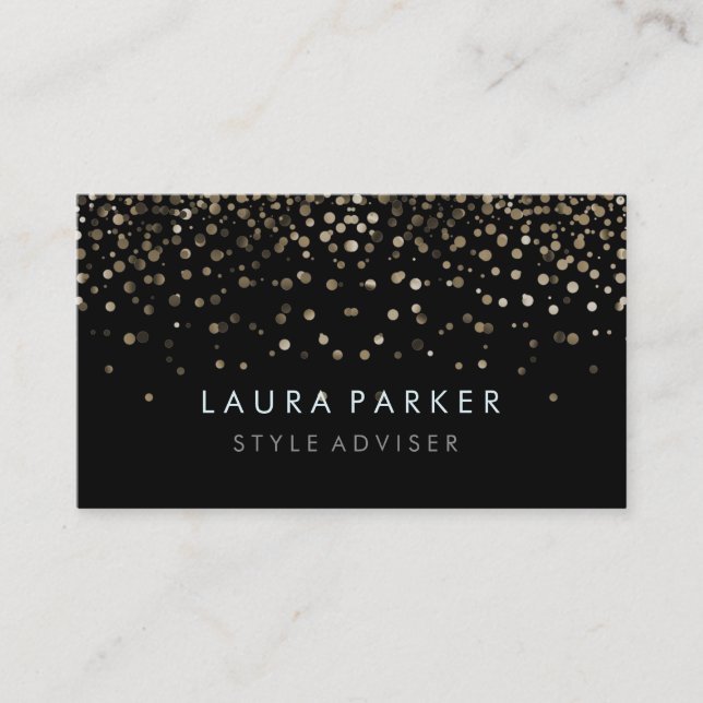 Tarjeta De Visita Elegante Purpurina sutil fondo negro falso (Anverso)