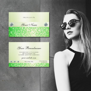 Tarjeta De Visita Elegante Purpurina verde de hierba resplandeciente