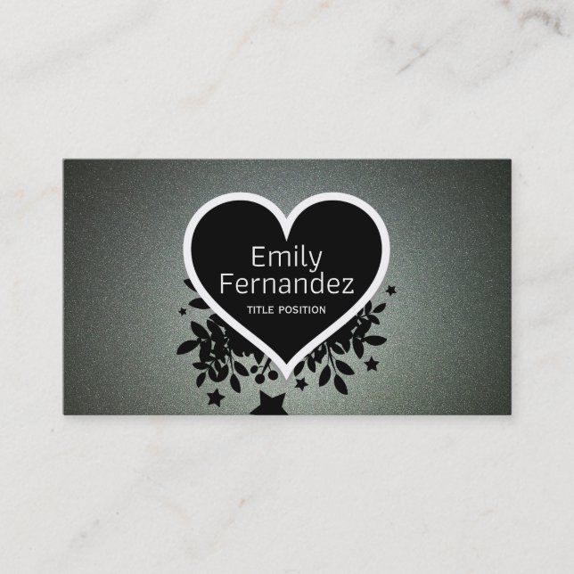 Tarjeta De Visita Elegante Purpurina Verde Gris (Anverso)