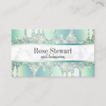 Elegante purpurina verde menta gotea uñas