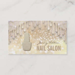 Tarjeta De Visita Elegante purpurinoso dorado brillante gotea uñas