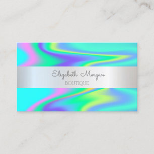 Tarjeta De Visita Elegante raya de plata moderna, holográfica