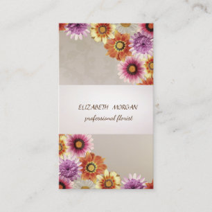 Tarjeta De Visita Elegante  Raya, Encaje, Flores