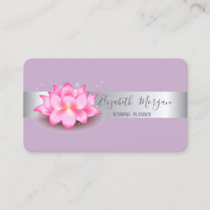 Tarjeta De Visita Elegante raya plateada moderna Lotus Purple