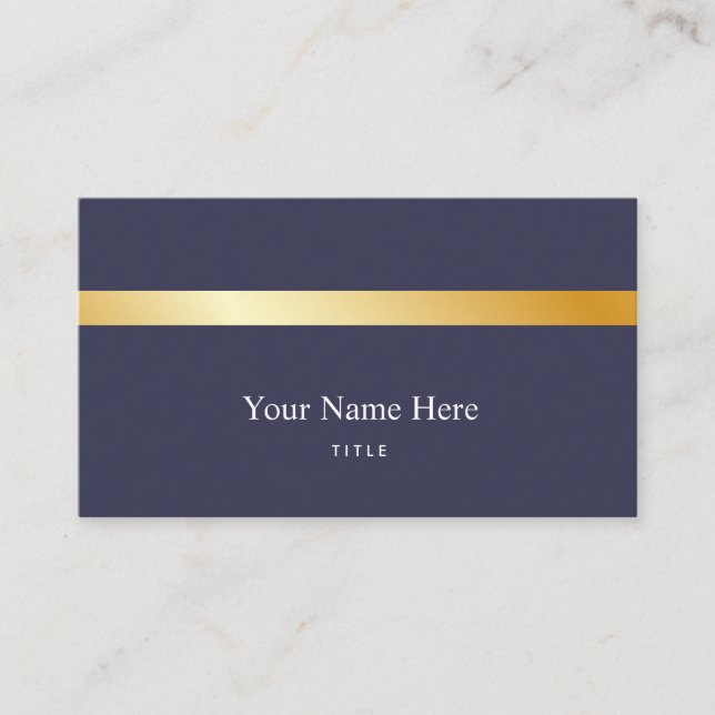 Tarjeta de visita elegante rayada de la marina de (Anverso)