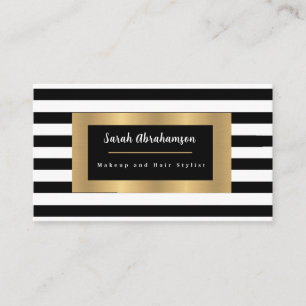 Tarjeta De Visita Elegante rayado en negro y blanco
