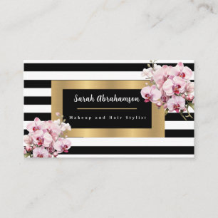 Tarjeta De Visita Elegante rayado negro y blanco