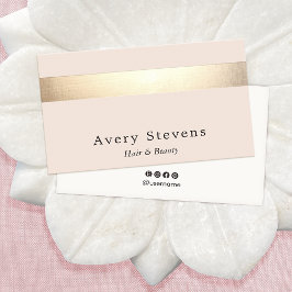 Tarjeta De Visita Elegante rayas de oro (sin brillo) rosa claro mode