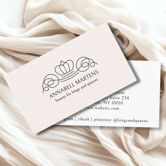 Tarjeta De Visita Elegante, real, salón, beige (Elegant, royal, salon beige crown business card)