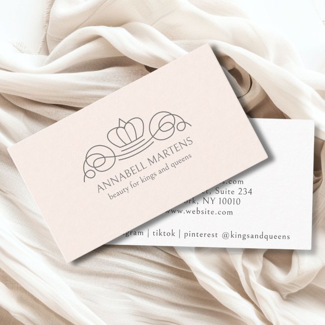 Tarjeta De Visita Elegante, real, salón, rosa-rubio (Elegant, royal, salon blush-gray business card)