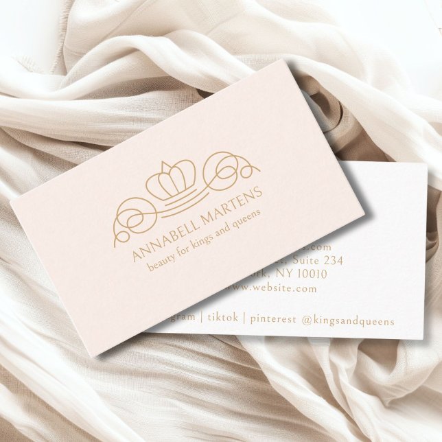 Tarjeta De Visita Elegante, real, salón, rosa-rubio (Elegant, royal, salon blush-gold  business card)