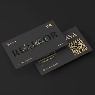 Tarjeta De Visita Elegante Realtor de Mortgage Realtor Key Script Re