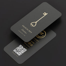 Tarjeta De Visita Elegante Realtor Moderno Dark Grey Real Estate