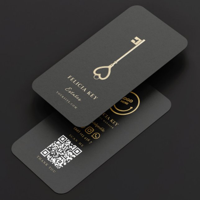 Tarjeta De Visita Elegante Realtor Moderno Dark Grey Real Estate (Elegant Modern Realtor Real Estate Agent Business Card
)