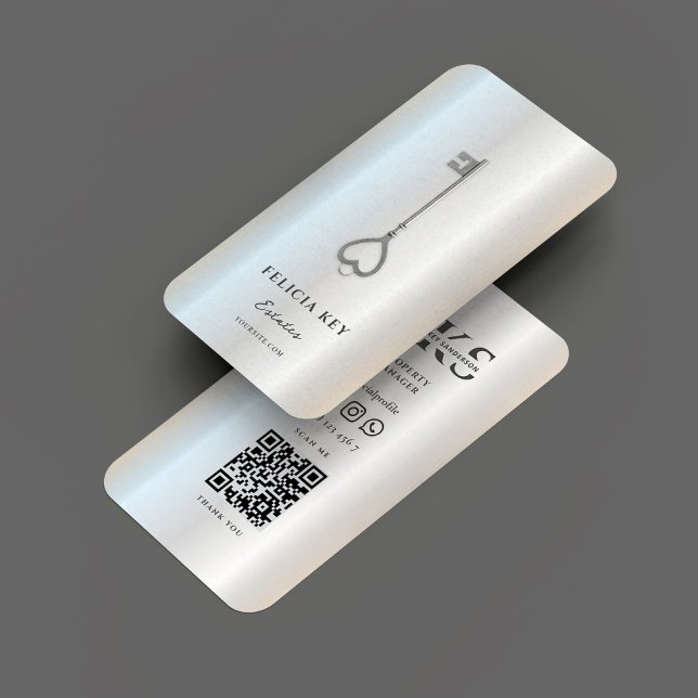 Tarjeta De Visita Elegante realtor moderno plata inmobiliario (Elegant Modern Realtor Real Estate Silver Business Card
)